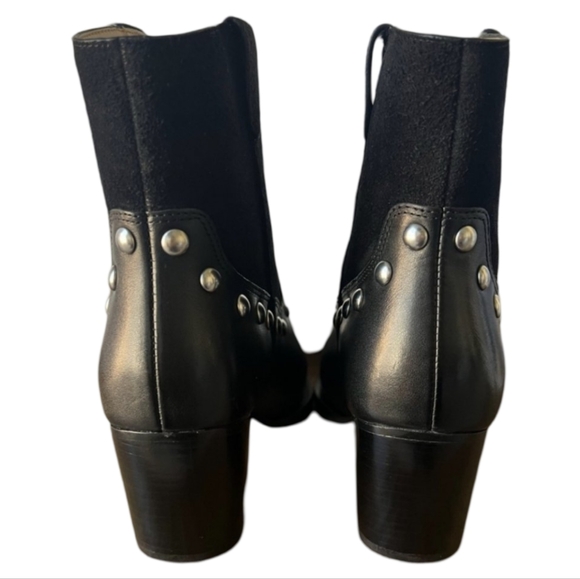 Coach Pauline Black Leather & Suede Studded Ankle Boots sz 7.5 - Picture 7 of 10